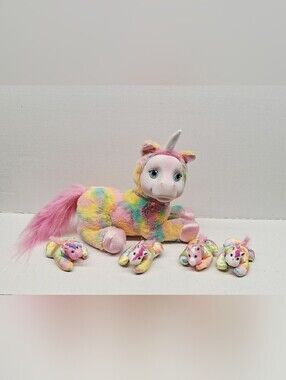 Just Play 2018 Unicorn Surprise Tie Dye Plush Hidden Pouch  & 4 Unicorn Babies